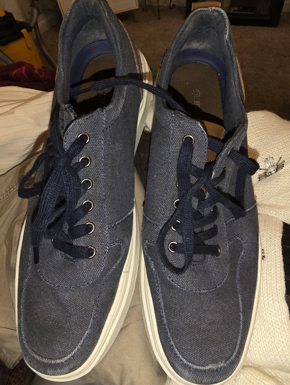 Men's Navy Canvas Slip-On Style Lace-Up Loafers